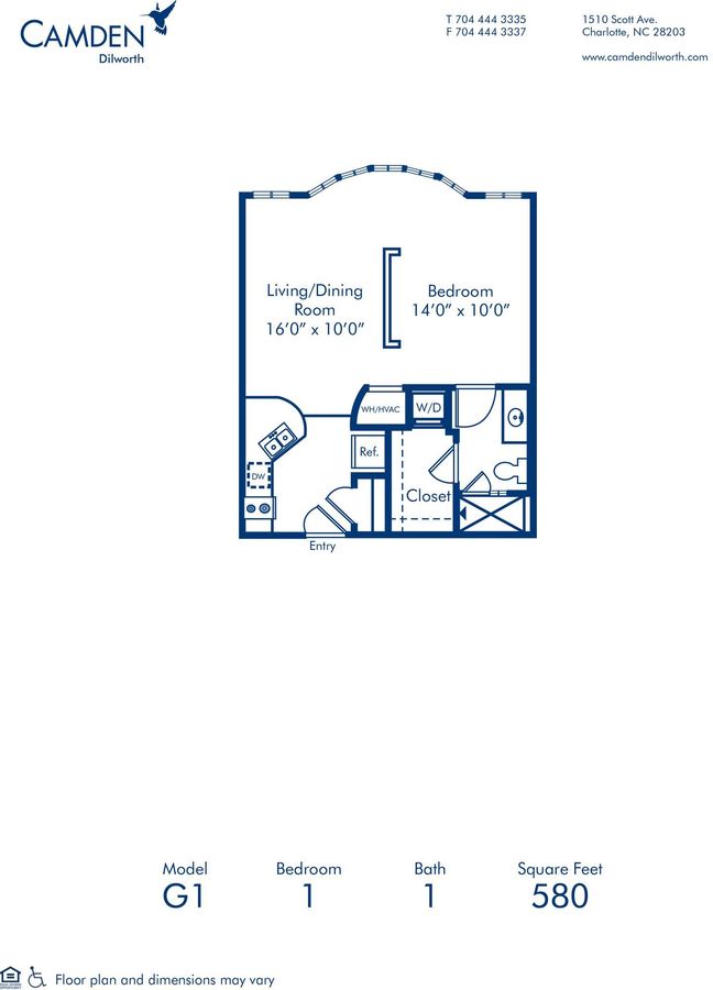 1 Bedroom 1 Bathroom Apartment for rent at Camden Dilworth in Charlotte, NC