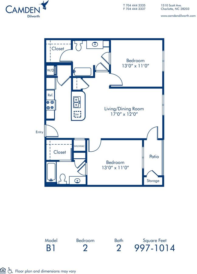 2 Bedrooms 2 Bathrooms Apartment for rent at Camden Dilworth in Charlotte, NC