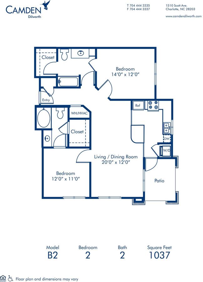 2 Bedrooms 2 Bathrooms Apartment for rent at Camden Dilworth in Charlotte, NC