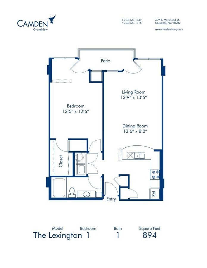 1 Bedroom 1 Bathroom Apartment for rent at Camden Grandview in Charlotte, NC