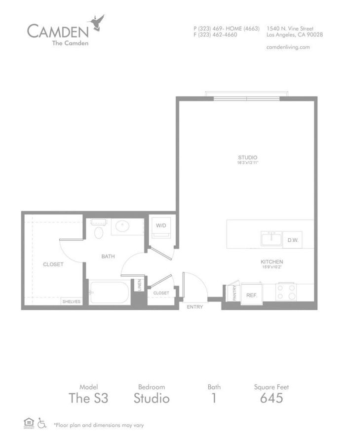 Studio 1 Bathroom Apartment for rent at The Camden in Hollywood, CA