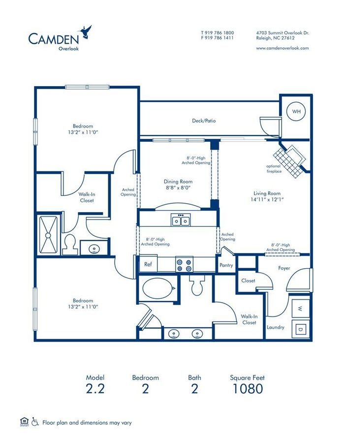 2 Bedrooms 2 Bathrooms Apartment for rent at Camden Overlook in Raleigh, NC