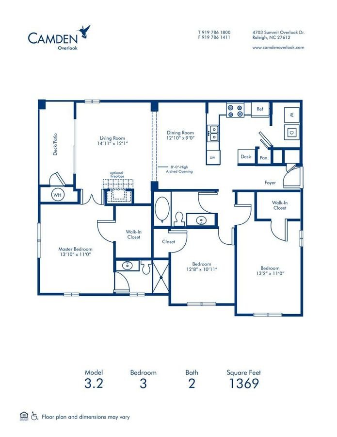 3 Bedrooms 2 Bathrooms Apartment for rent at Camden Overlook in Raleigh, NC