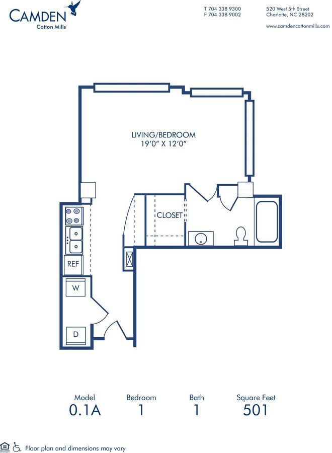 Studio 1 Bathroom Apartment for rent at Camden Cotton Mills in Charlotte, NC