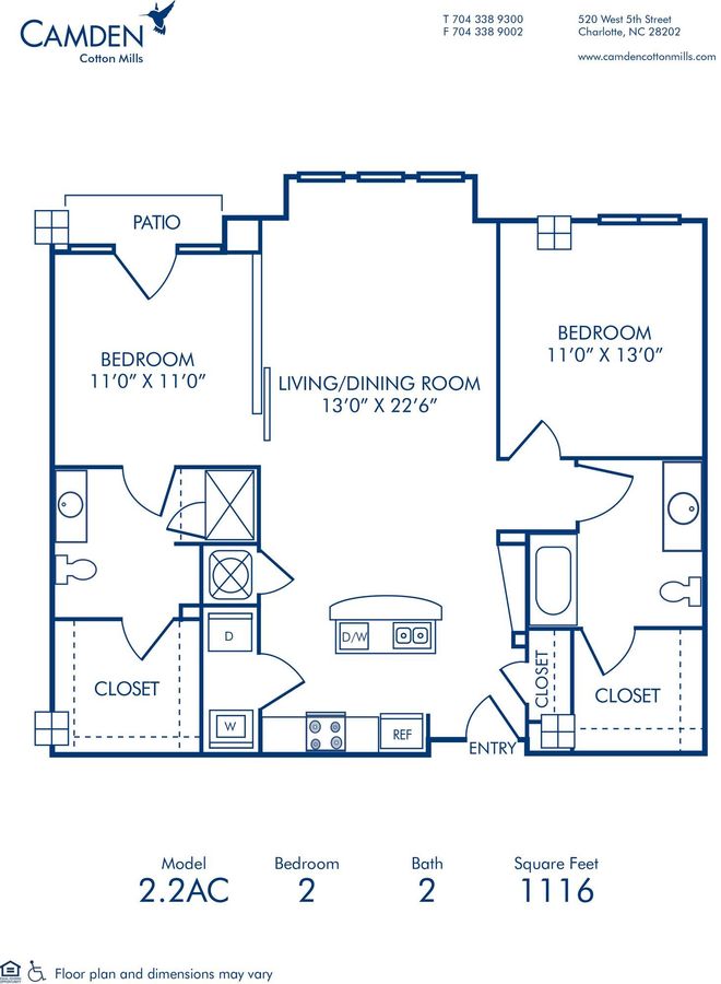 2 Bedrooms 2 Bathrooms Apartment for rent at Camden Cotton Mills in Charlotte, NC