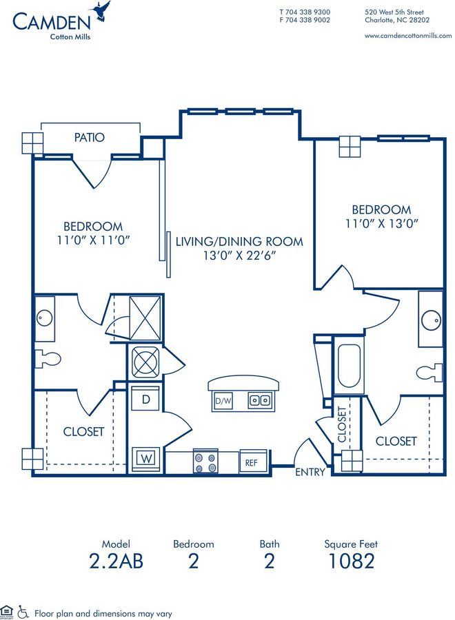 2 Bedrooms 2 Bathrooms Apartment for rent at Camden Cotton Mills in Charlotte, NC