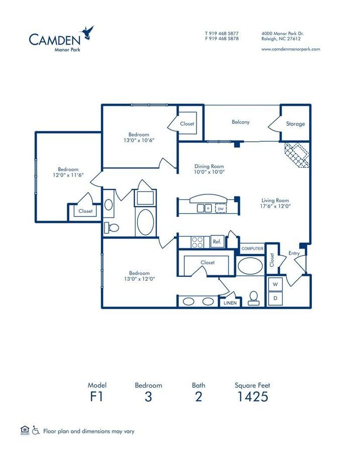 3 Bedrooms 2 Bathrooms Apartment for rent at Camden Manor Park in Raleigh, NC