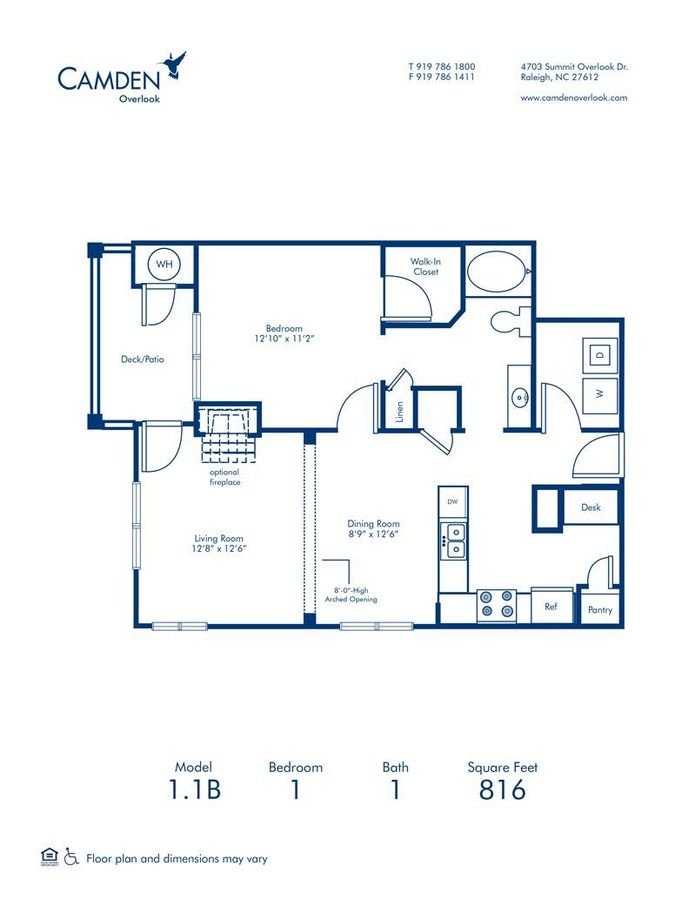 1 Bedroom 1 Bathroom Apartment for rent at Camden Overlook in Raleigh, NC