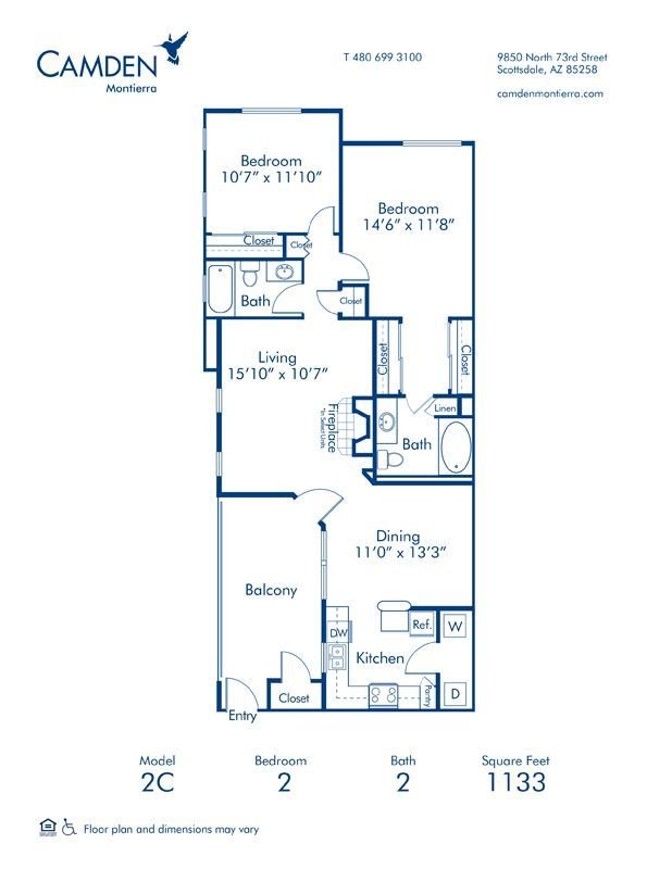 2 Bedrooms 2 Bathrooms Apartment for rent at Camden Montierra in Scottsdale, AZ