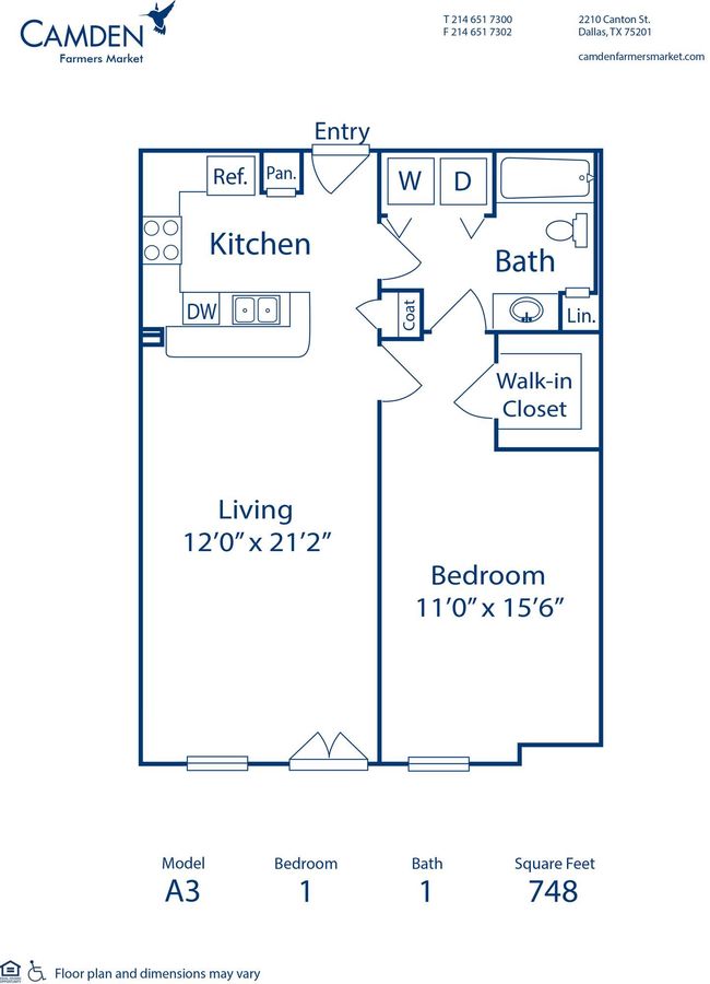 1 Bedroom 1 Bathroom Apartment for rent at Camden Farmers Market in Dallas, TX