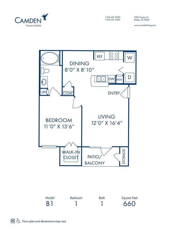 1 Bedroom 1 Bathroom Apartment for rent at Camden Farmers Market in Dallas, TX