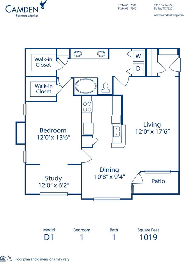 1 Bedroom 1 Bathroom Apartment for rent at Camden Farmers Market in Dallas, TX