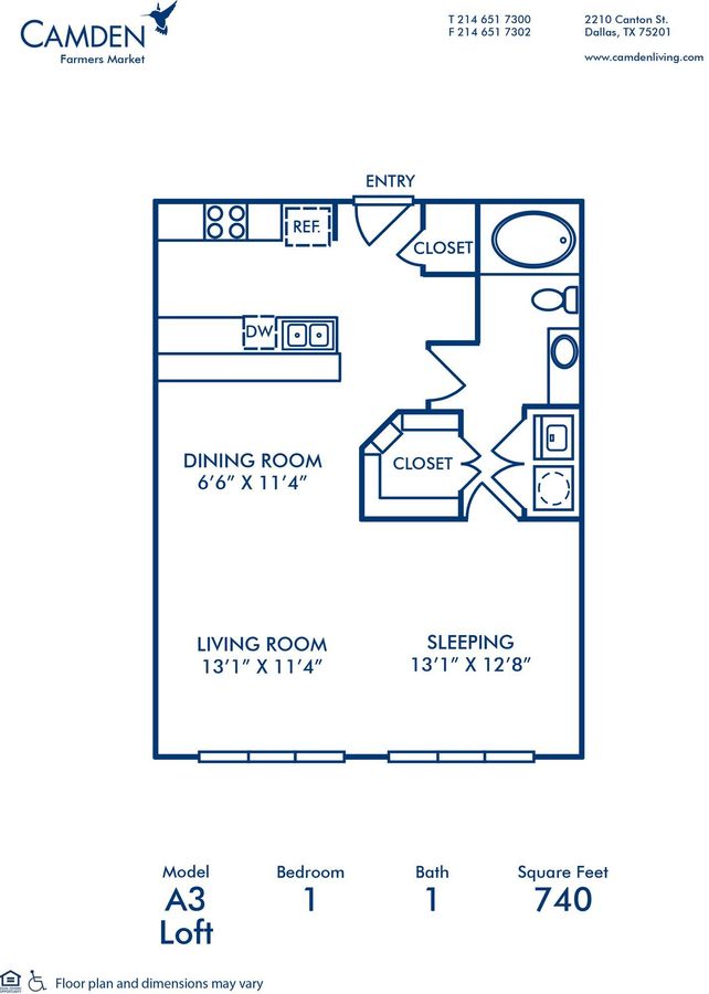 1 Bedroom 1 Bathroom Apartment for rent at Camden Farmers Market in Dallas, TX