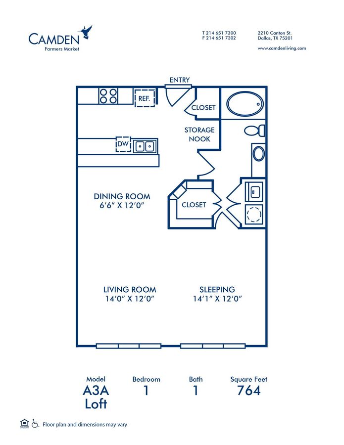 1 Bedroom 1 Bathroom Apartment for rent at Camden Farmers Market in Dallas, TX