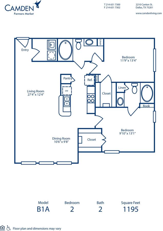 2 Bedrooms 2 Bathrooms Apartment for rent at Camden Farmers Market in Dallas, TX