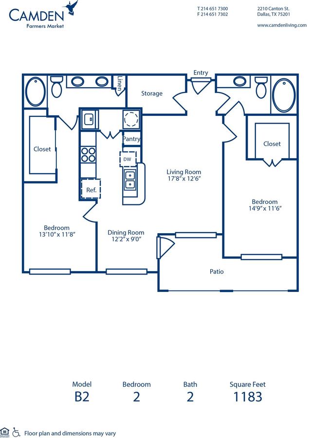 2 Bedrooms 2 Bathrooms Apartment for rent at Camden Farmers Market in Dallas, TX