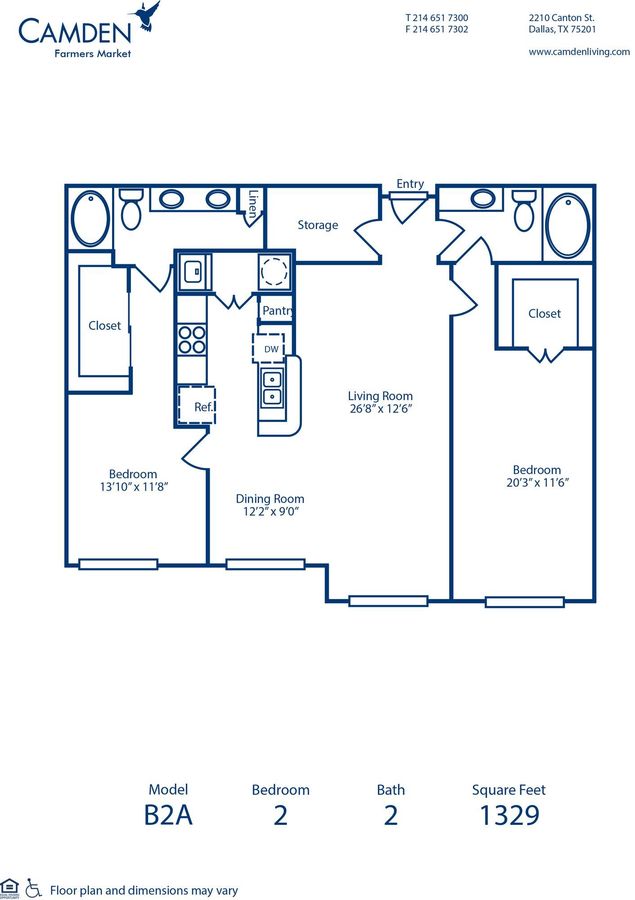 2 Bedrooms 2 Bathrooms Apartment for rent at Camden Farmers Market in Dallas, TX