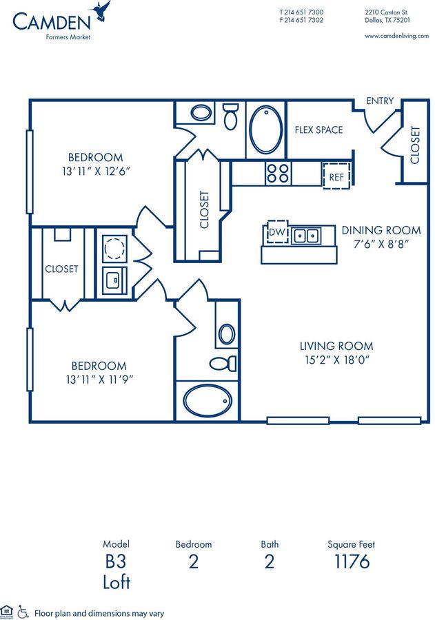 2 Bedrooms 2 Bathrooms Apartment for rent at Camden Farmers Market in Dallas, TX