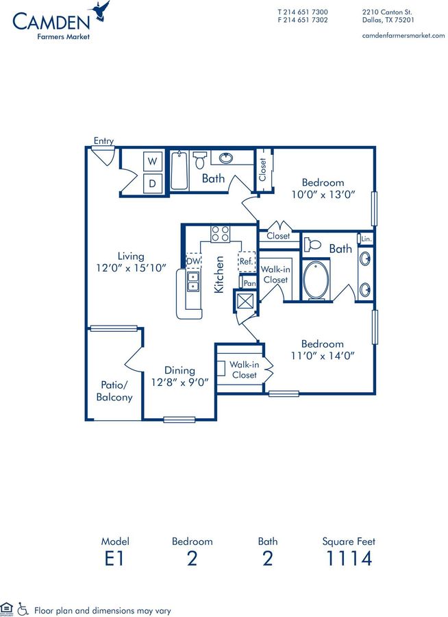 2 Bedrooms 2 Bathrooms Apartment for rent at Camden Farmers Market in Dallas, TX