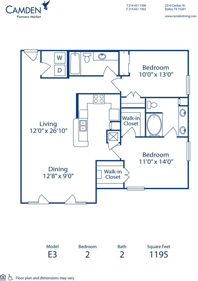 2 Bedrooms 2 Bathrooms Apartment for rent at Camden Farmers Market in Dallas, TX