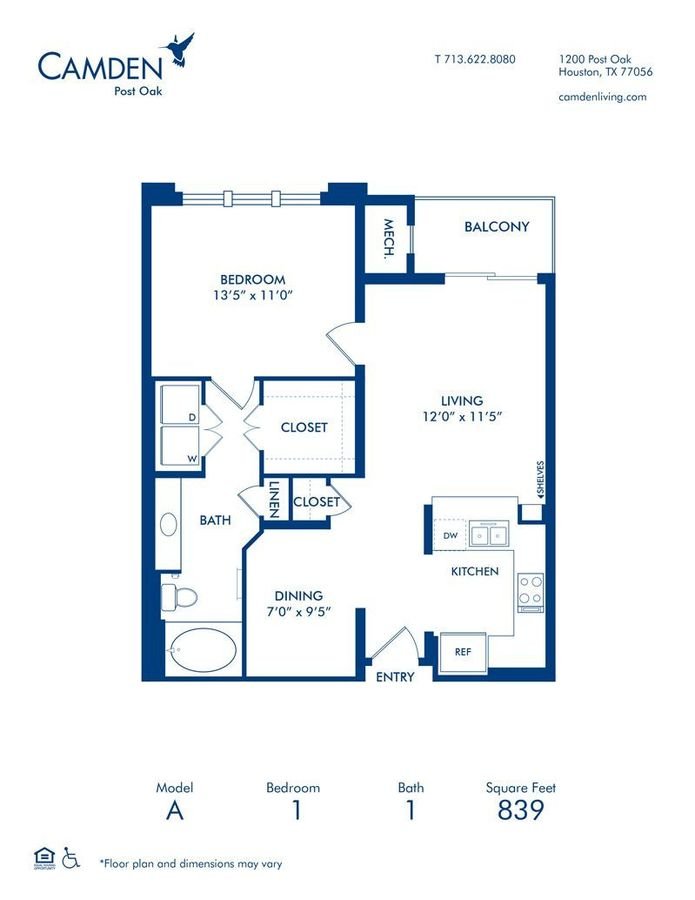 1 Bedroom 1 Bathroom Apartment for rent at Camden Post Oak in Houston, TX