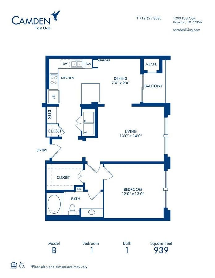 1 Bedroom 1 Bathroom Apartment for rent at Camden Post Oak in Houston, TX