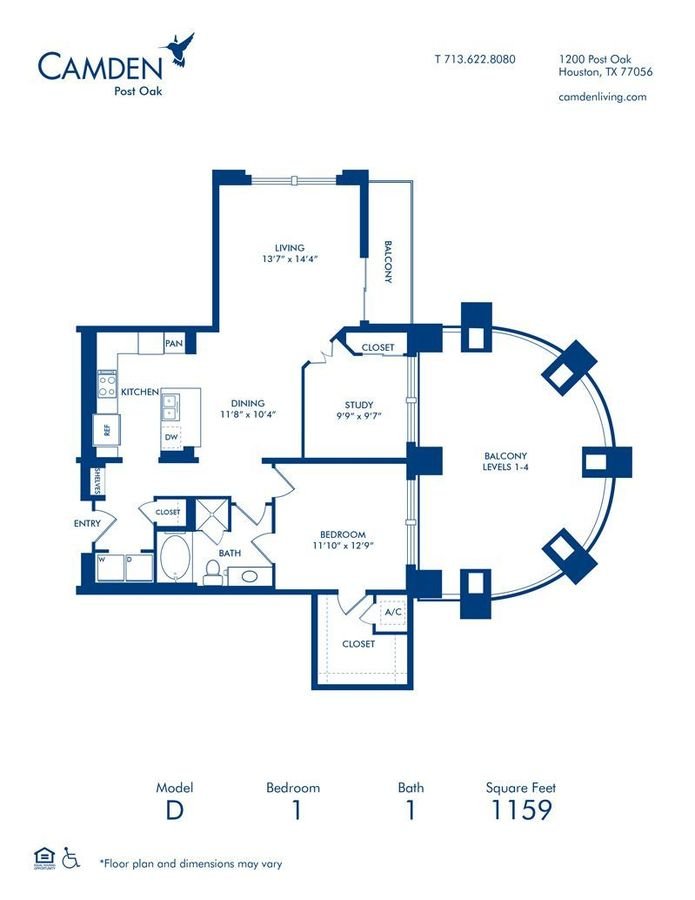 1 Bedroom 1 Bathroom Apartment for rent at Camden Post Oak in Houston, TX