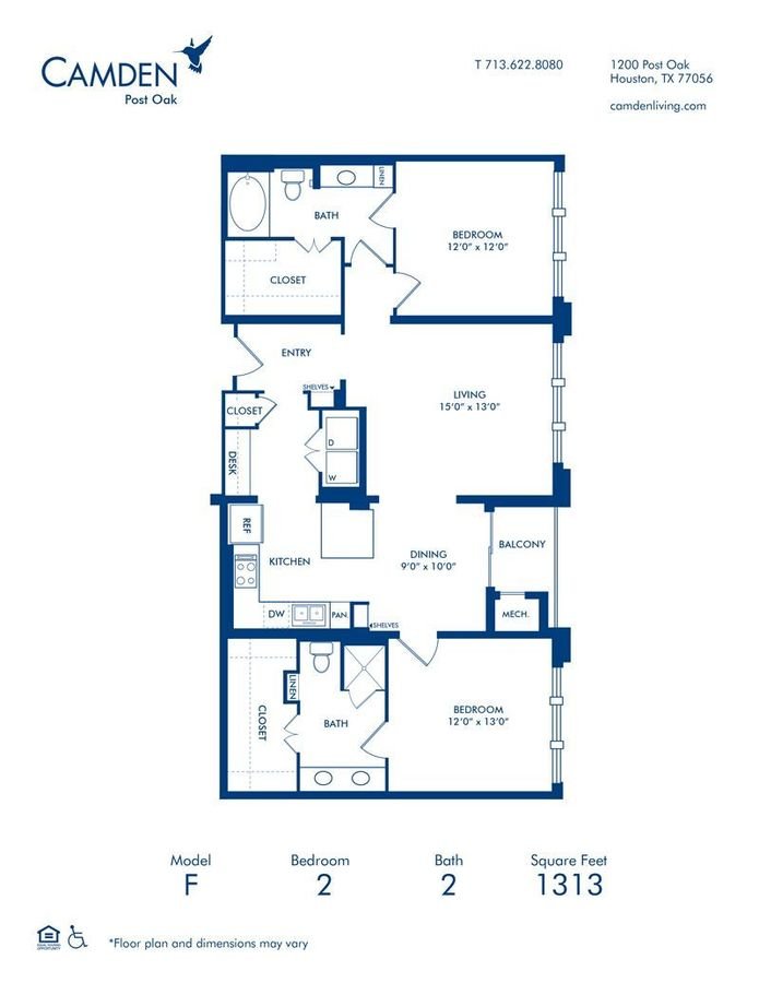 2 Bedrooms 2 Bathrooms Apartment for rent at Camden Post Oak in Houston, TX
