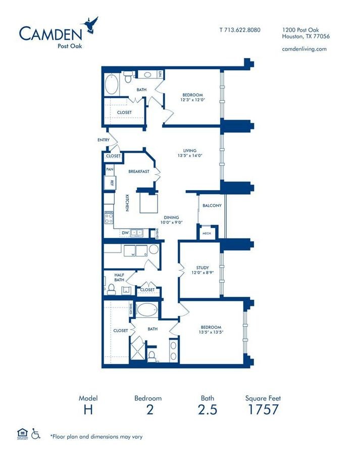 2 Bedrooms 2 Bathrooms Apartment for rent at Camden Post Oak in Houston, TX