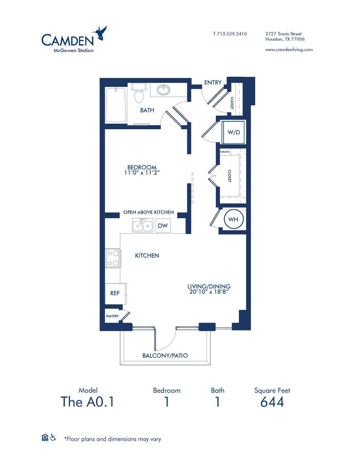 Studio 1 Bathroom Apartment for rent at Camden McGowen Station in Houston, TX