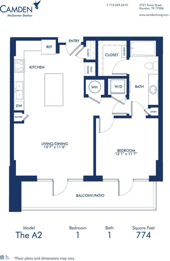1 Bedroom 1 Bathroom Apartment for rent at Camden McGowen Station in Houston, TX
