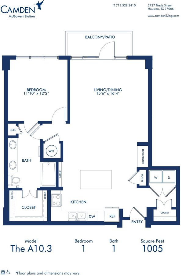 1 Bedroom 1 Bathroom Apartment for rent at Camden McGowen Station in Houston, TX