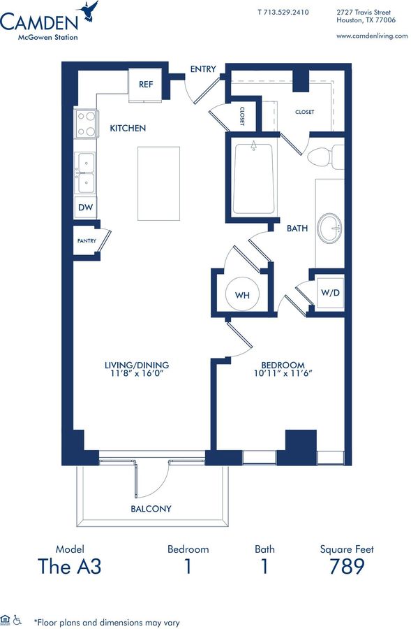 1 Bedroom 1 Bathroom Apartment for rent at Camden McGowen Station in Houston, TX