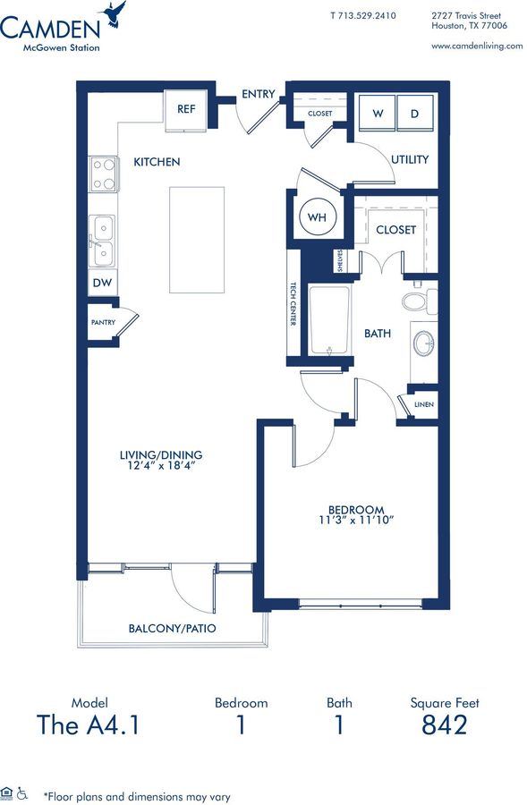 1 Bedroom 1 Bathroom Apartment for rent at Camden McGowen Station in Houston, TX