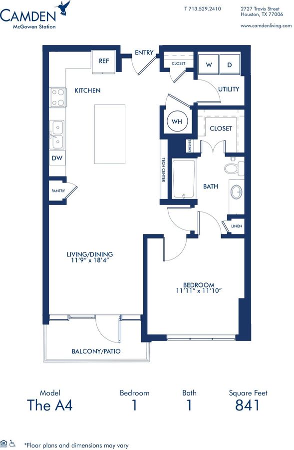 1 Bedroom 1 Bathroom Apartment for rent at Camden McGowen Station in Houston, TX