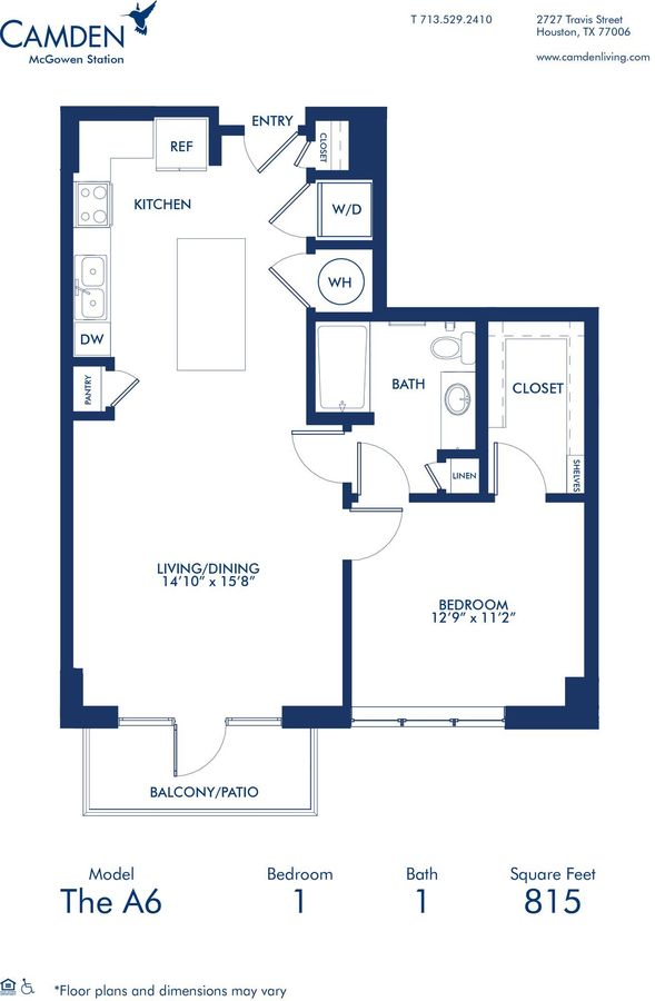 1 Bedroom 1 Bathroom Apartment for rent at Camden McGowen Station in Houston, TX