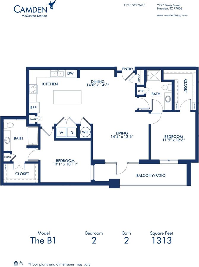 2 Bedrooms 2 Bathrooms Apartment for rent at Camden McGowen Station in Houston, TX