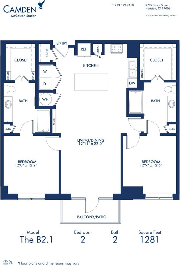 2 Bedrooms 2 Bathrooms Apartment for rent at Camden McGowen Station in Houston, TX
