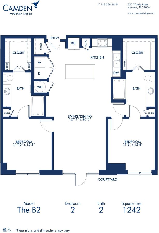 2 Bedrooms 2 Bathrooms Apartment for rent at Camden McGowen Station in Houston, TX