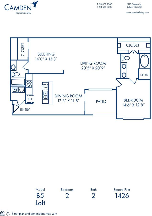 2 Bedrooms 2 Bathrooms Apartment for rent at Camden Farmers Market in Dallas, TX