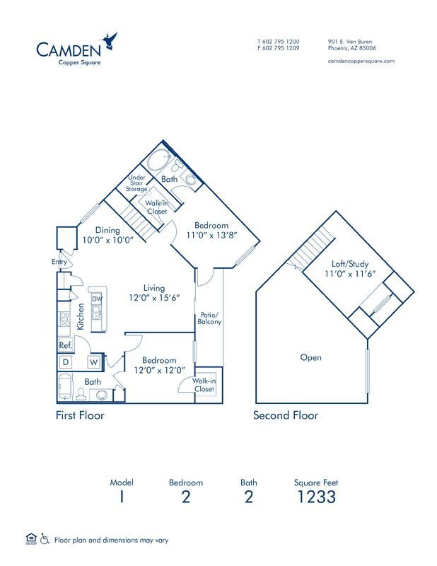 2 Bedrooms 2 Bathrooms Apartment for rent at Camden Copper Square in Phoenix, AZ