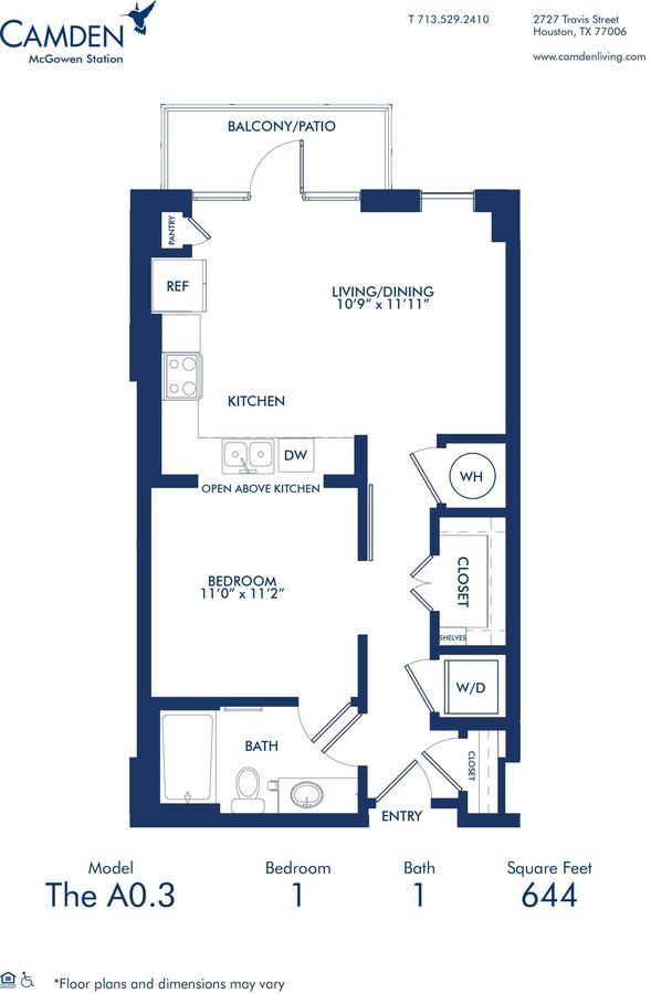 Studio 1 Bathroom Apartment for rent at Camden McGowen Station in Houston, TX