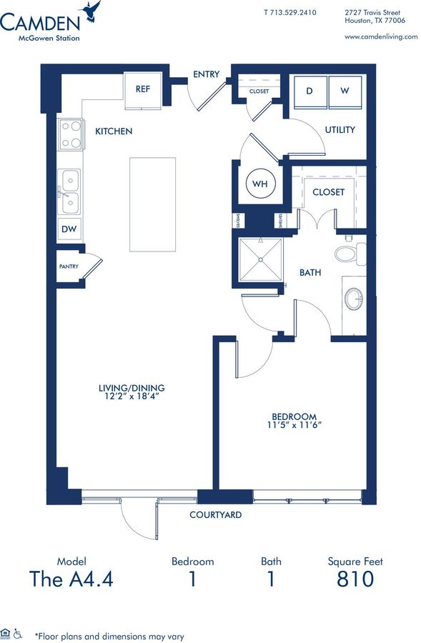 1 Bedroom 1 Bathroom Apartment for rent at Camden McGowen Station in Houston, TX