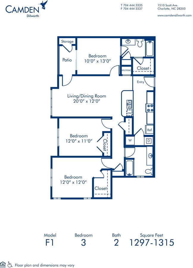 3 Bedrooms 2 Bathrooms Apartment for rent at Camden Dilworth in Charlotte, NC