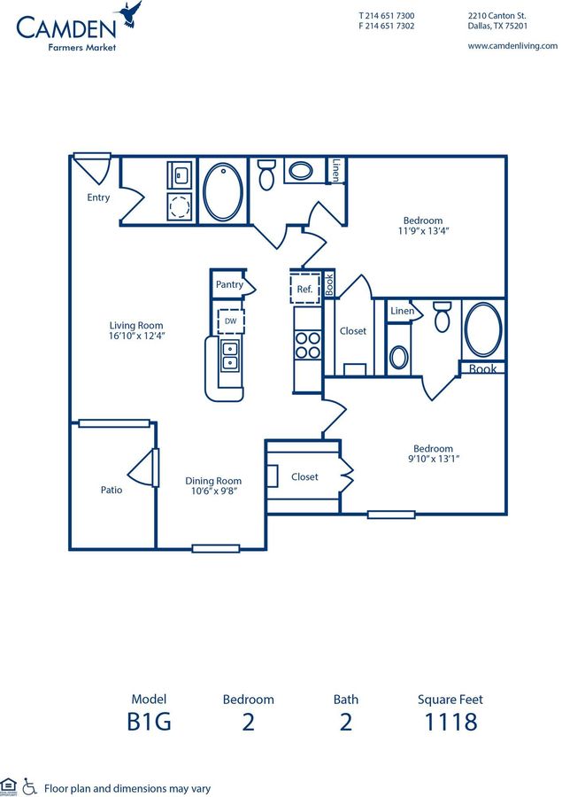 2 Bedrooms 2 Bathrooms Apartment for rent at Camden Farmers Market in Dallas, TX