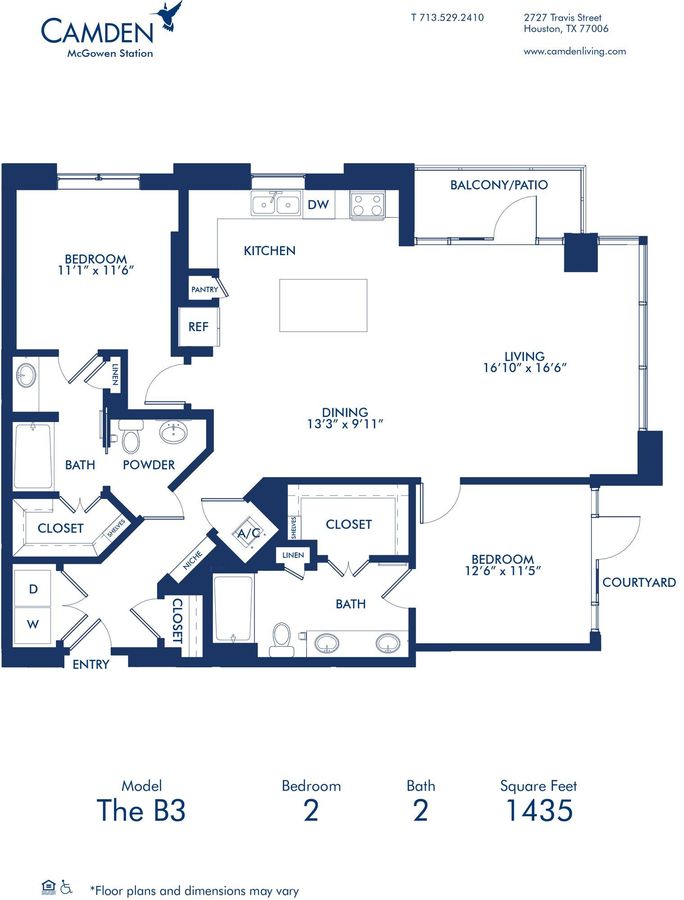2 Bedrooms 2 Bathrooms Apartment for rent at Camden McGowen Station in Houston, TX