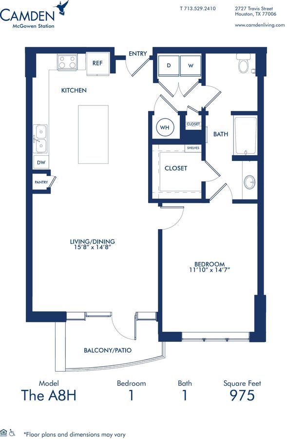 1 Bedroom 1 Bathroom Apartment for rent at Camden McGowen Station in Houston, TX