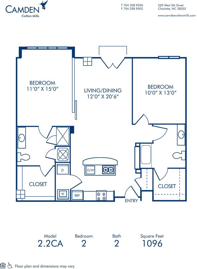 2 Bedrooms 2 Bathrooms Apartment for rent at Camden Cotton Mills in Charlotte, NC