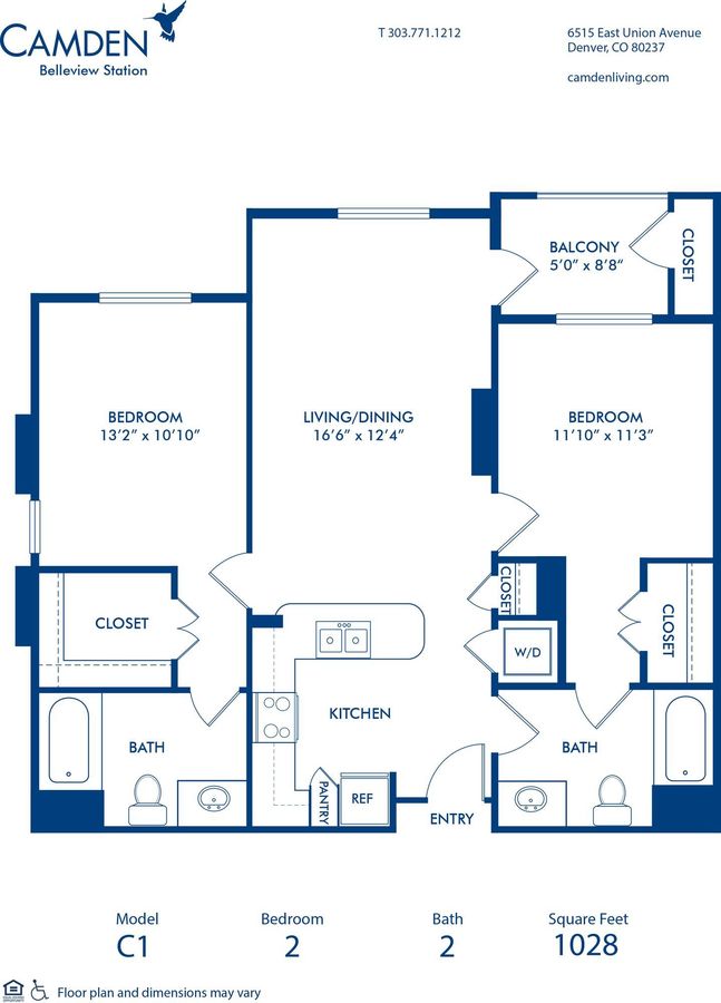 2 Bedrooms 2 Bathrooms Apartment for rent at Camden Belleview Station in Denver, CO