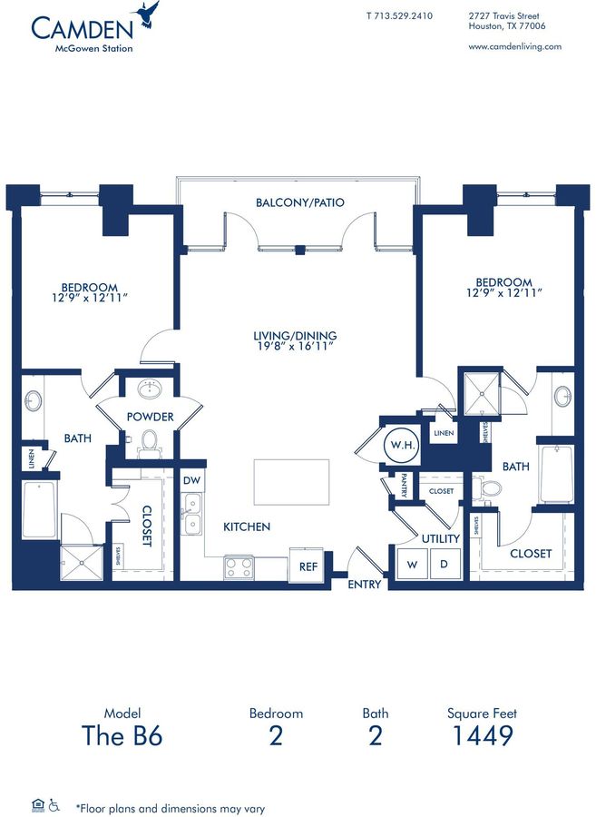 2 Bedrooms 2 Bathrooms Apartment for rent at Camden McGowen Station in Houston, TX
